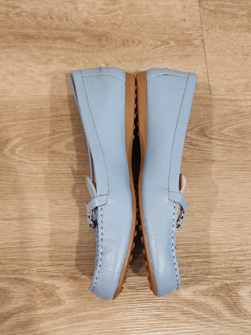 NEW Kate Spade Bernice Slip On Light Blue Leather Driving Moccasin Loafer Size 8